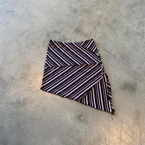 y2k Asymmetrical black and pink striped mini skirt
